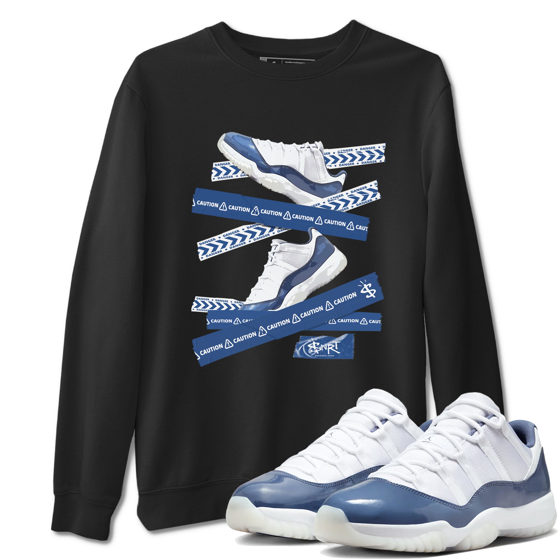 Caution Tape Unisex Adult Tops - Air Jordan 11 Diffused Blue - SNRT Sneaker T-shirts