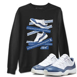 AJ11 Diffused Blue shirts to match jordans Caution Tape sneaker match tees Air Jordan 11 Diffused Blue SNRT Sneaker Tees streetwear brand Black 1 unisex cotton tee