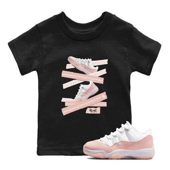 Air Jordan 11 Low Legend Pink shirts to match jordans Caution Tape sneaker match tees 11s Legend Pink SNRT Sneaker Tees streetwear brand Baby and Youth Black 1 cotton tee