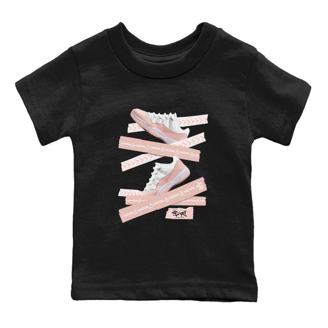 Air Jordan 11 Low Legend Pink shirts to match jordans Caution Tape sneaker match tees 11s Legend Pink SNRT Sneaker Tees streetwear brand Baby and Youth Black 2 cotton tee