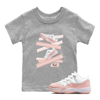Air Jordan 11 Low Legend Pink shirts to match jordans Caution Tape sneaker match tees 11s Legend Pink SNRT Sneaker Tees streetwear brand Baby and Youth Heather Grey 1 cotton tee