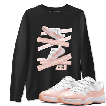 Air Jordan 11 Low Legend Pink shirts to match jordans Caution Tape sneaker match tees 11s Legend Pink SNRT Sneaker Tees streetwear brand Black 1 unisex cotton tee