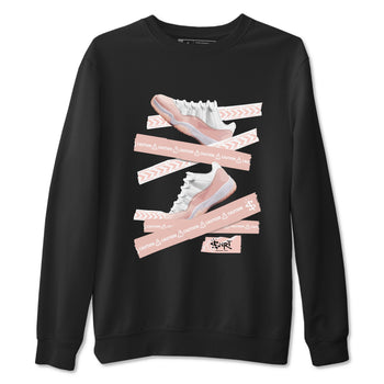 Air Jordan 11 Low Legend Pink shirts to match jordans Caution Tape sneaker match tees 11s Legend Pink SNRT Sneaker Tees streetwear brand Black 2 unisex cotton tee