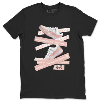 Air Jordan 11 Low Legend Pink shirts to match jordans Caution Tape sneaker match tees 11s Legend Pink SNRT Sneaker Tees streetwear brand Black 2 unisex cotton tee