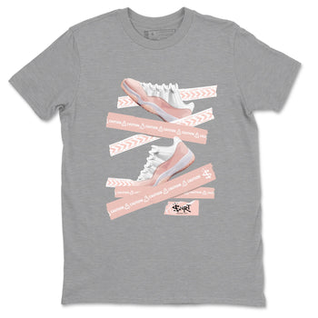 Air Jordan 11 Low Legend Pink shirts to match jordans Caution Tape sneaker match tees 11s Legend Pink SNRT Sneaker Tees streetwear brand Heather Grey 2 unisex cotton tee