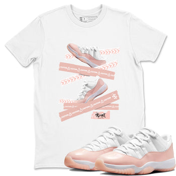 Air Jordan 11 Low Legend Pink shirts to match jordans Caution Tape sneaker match tees 11s Legend Pink SNRT Sneaker Tees streetwear brand White 1 unisex cotton tee
