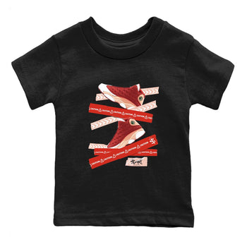 Air Jordan 13 Dune Red shirts to match jordans Caution Tape sneaker match tees AJ13 Dune Red Sneaker Shirts SNRT Sneaker Tees streetwear brand Baby and Youth Black 2 cotton tee