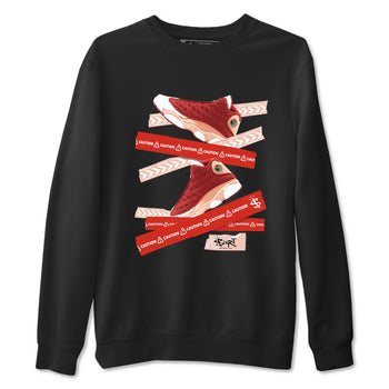 Air Jordan 13 Dune Red shirts to match jordans Caution Tape sneaker match tees AJ13 Dune Red Sneaker Shirts SNRT Sneaker Tees streetwear brand Black 2 unisex cotton tee