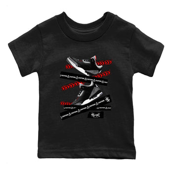 3s Black Cement shirts to match jordans Caution Tape sneaker match tees Air Jordan 3 Retro OG Black Cement match shoes to clothes SNRT Sneaker Tees Youth Baby Black 2 tee