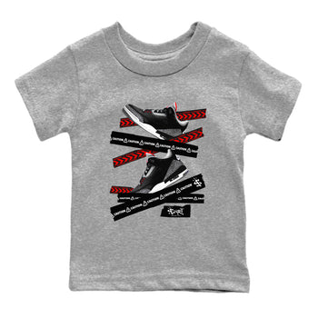 3s Black Cement shirts to match jordans Caution Tape sneaker match tees Air Jordan 3 Retro OG Black Cement match shoes to clothes SNRT Sneaker Tees Youth Baby Heather Grey 2 tee