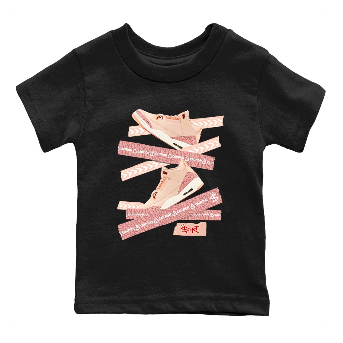 3s Valentines Day shirts to match jordans Caution Tape best t shirts to wear with jordans Air Jordan 3 Valentines Day match shoes to clothes SNRT Sneaker Tees Youth Baby Black 2 tee