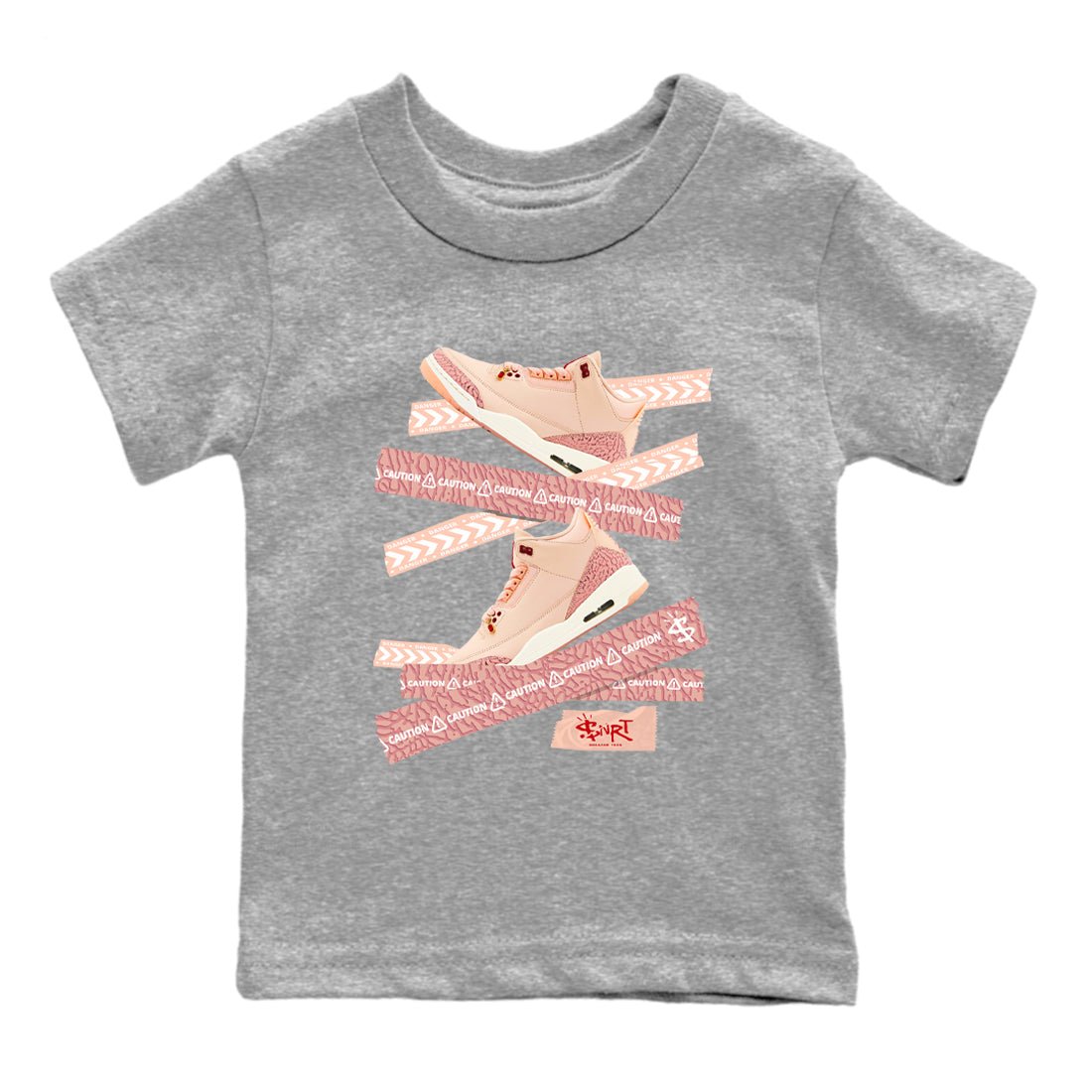 3s Valentines Day shirts to match jordans Caution Tape best t shirts to wear with jordans Air Jordan 3 Valentines Day match shoes to clothes SNRT Sneaker Tees Youth Baby Heather Grey 2 tee