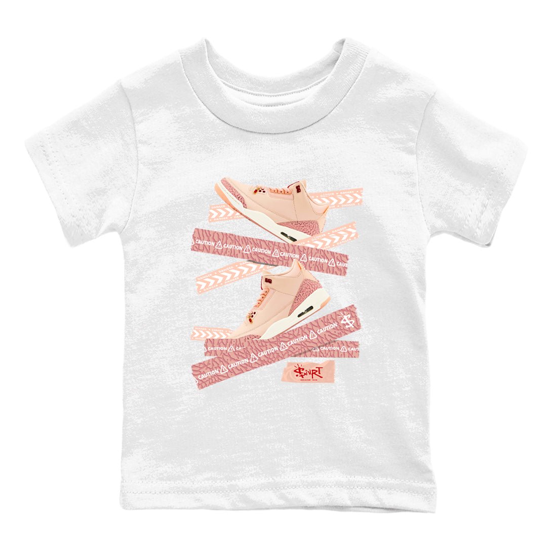3s Valentines Day shirts to match jordans Caution Tape best t shirts to wear with jordans Air Jordan 3 Valentines Day match shoes to clothes SNRT Sneaker Tees Youth Baby White 2 tee