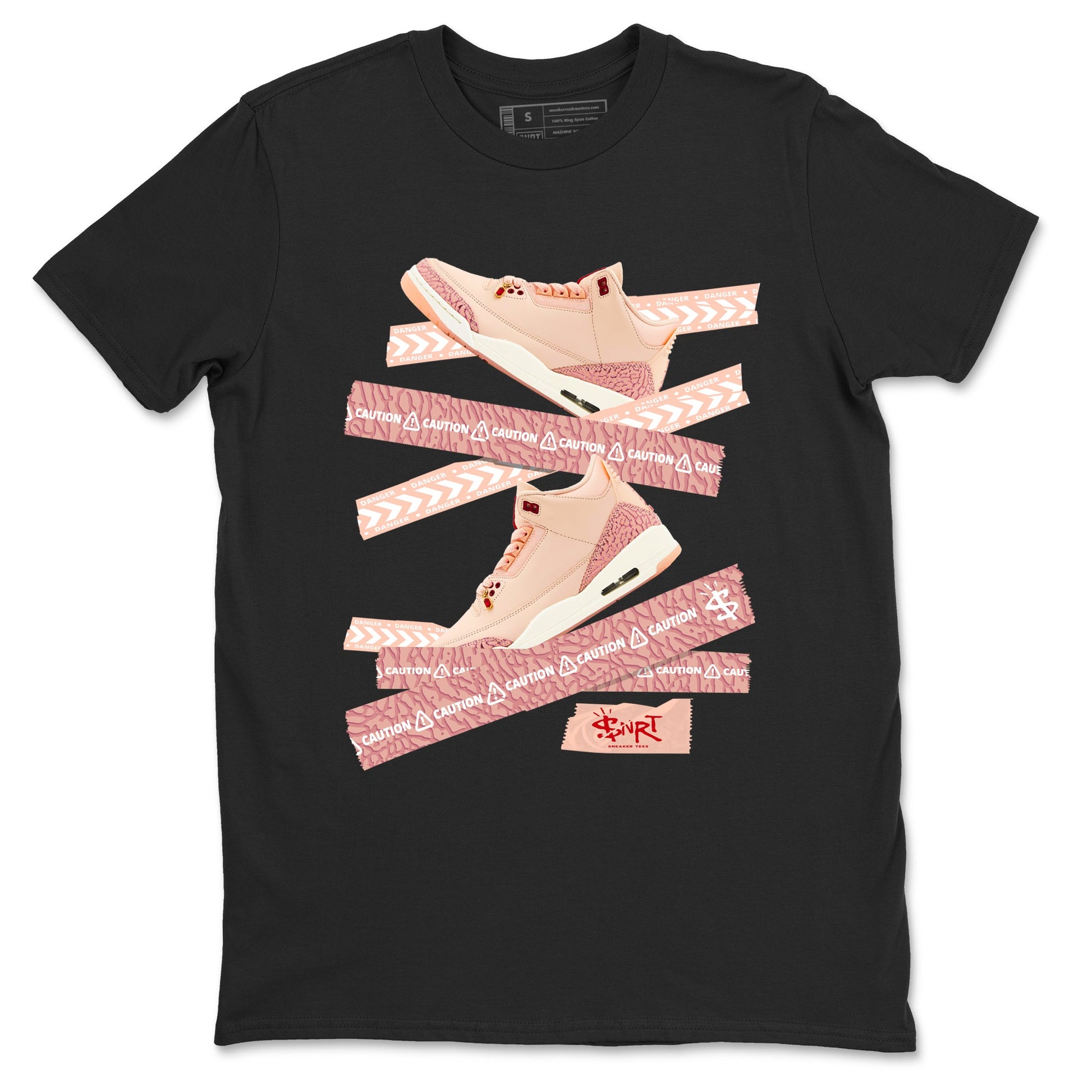 3s Valentines Day shirts to match jordans Caution Tape best t shirts to wear with jordans Air Jordan 3 Valentines Day match shoes to clothes SNRT Sneaker Tees unisex cotton Black 2 shirts
