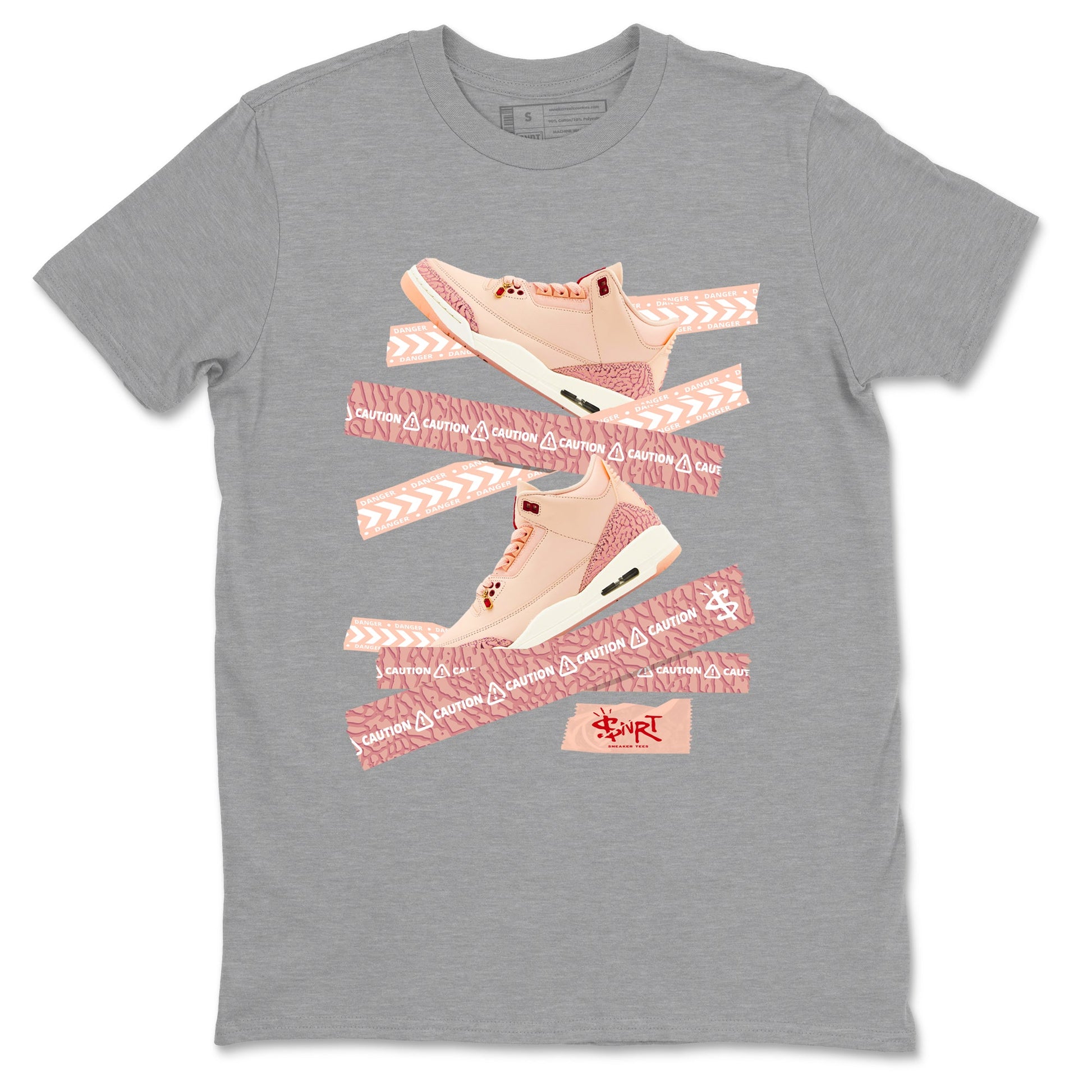 3s Valentines Day shirts to match jordans Caution Tape best t shirts to wear with jordans Air Jordan 3 Valentines Day match shoes to clothes SNRT Sneaker Tees unisex cotton Heather Grey 2 shirts
