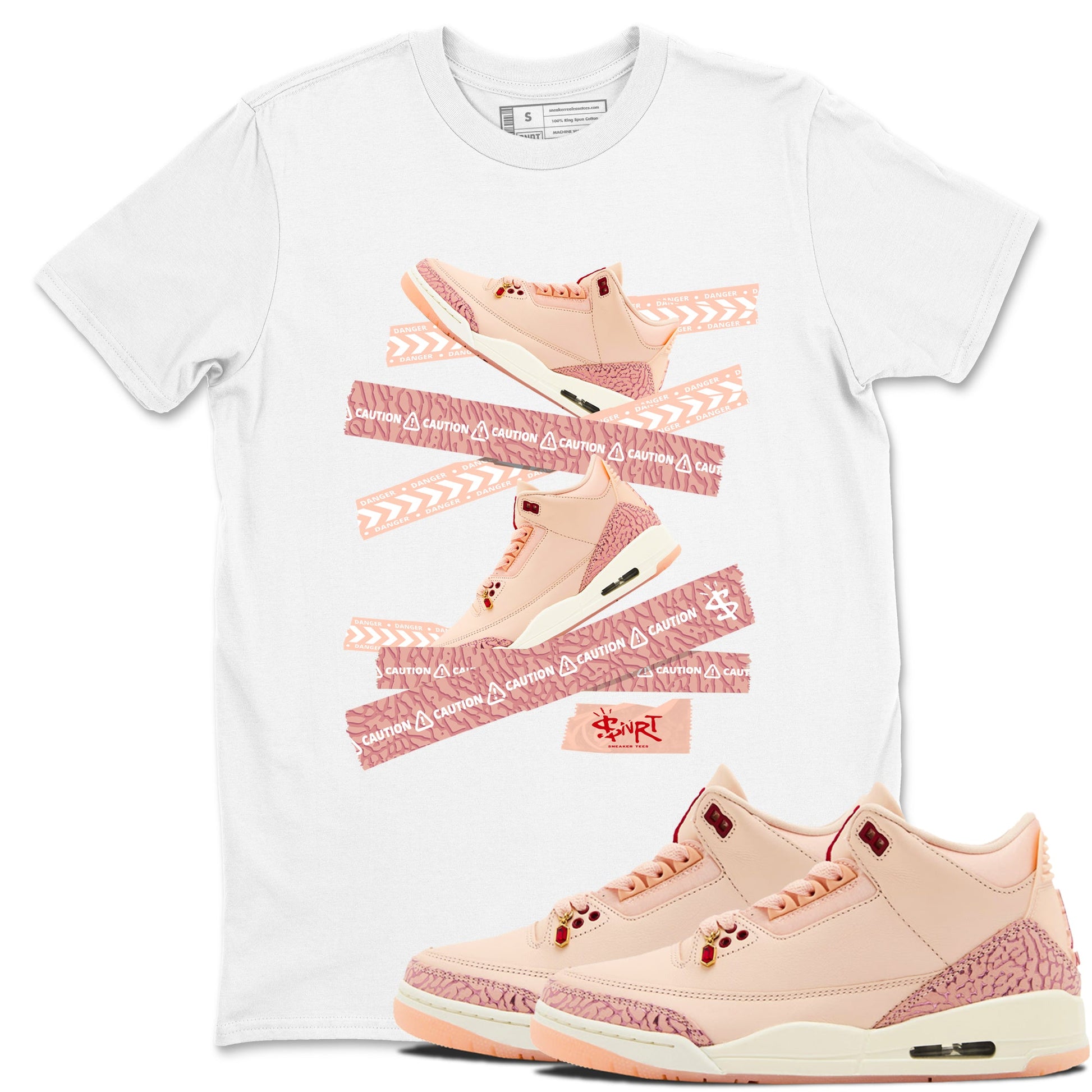 3s Valentines Day shirts to match jordans Caution Tape best t shirts to wear with jordans Air Jordan 3 Valentines Day match shoes to clothes SNRT Sneaker Tees unisex cotton White 1 shirts