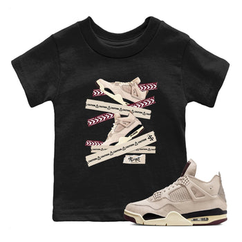 4s A Ma Maniere x Fossil Stone shirts to match jordans Caution Tape sneaker match tees Air Jordan 4 A Ma Maniere x Fossil Stone match shoes to clothes SNRT Sneaker Tees Youth Baby Black 1 tee