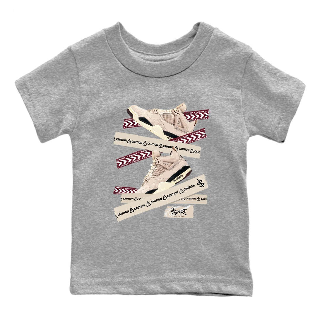 4s A Ma Maniere x Fossil Stone shirts to match jordans Caution Tape sneaker match tees Air Jordan 4 A Ma Maniere x Fossil Stone match shoes to clothes SNRT Sneaker Tees Youth Baby Heather Grey 2 tee