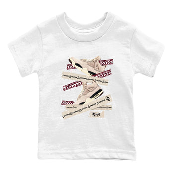 4s A Ma Maniere x Fossil Stone shirts to match jordans Caution Tape sneaker match tees Air Jordan 4 A Ma Maniere x Fossil Stone match shoes to clothes SNRT Sneaker Tees Youth Baby White 2 tee