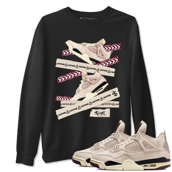 4s A Ma Maniere x Fossil Stone shirts to match jordans Caution Tape sneaker match tees Air Jordan 4 A Ma Maniere x Fossil Stone match shoes to clothes SNRT Sneaker Tees unisex cotton Black 1 shirts