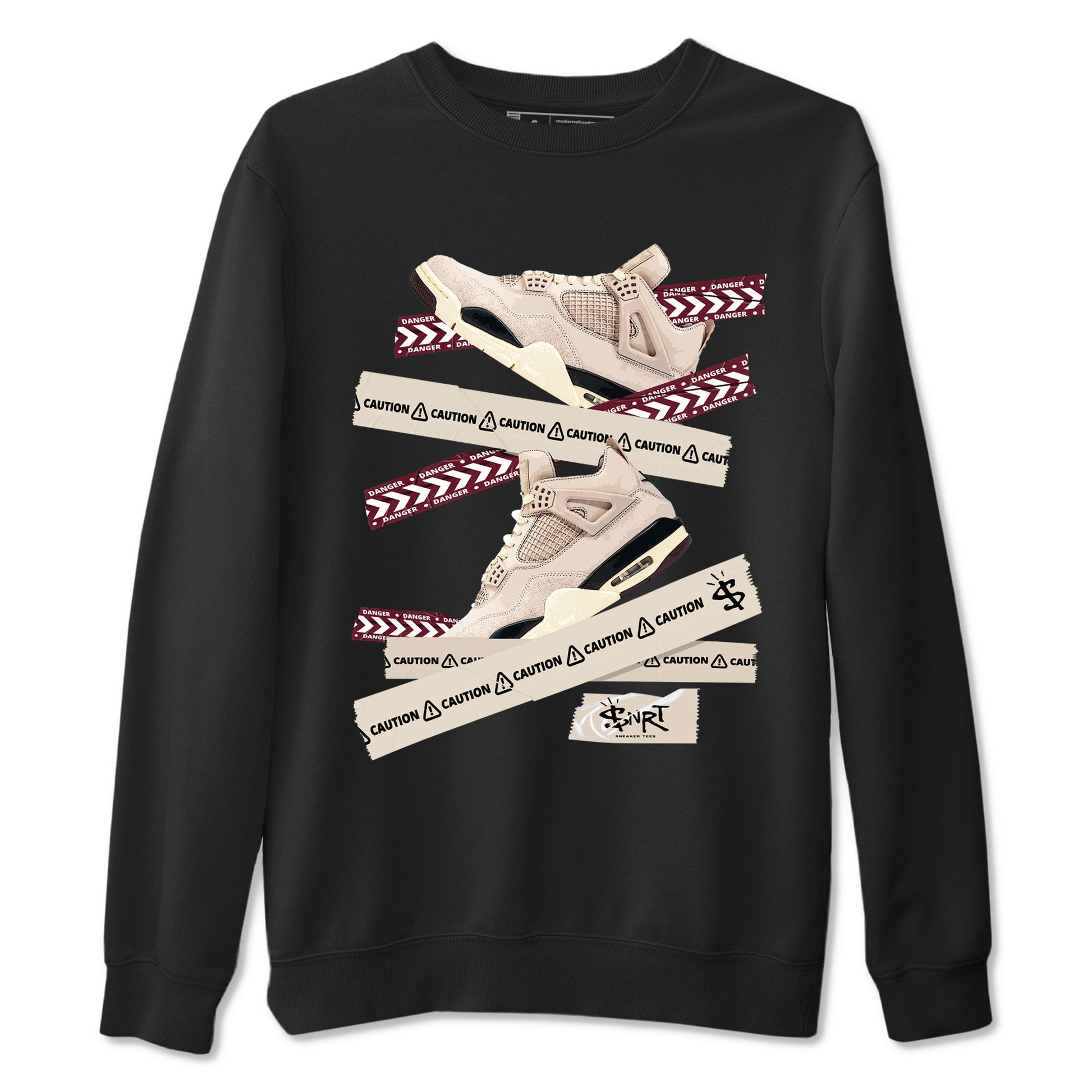 4s A Ma Maniere x Fossil Stone shirts to match jordans Caution Tape sneaker match tees Air Jordan 4 A Ma Maniere x Fossil Stone match shoes to clothes SNRT Sneaker Tees unisex cotton Black 2 shirts