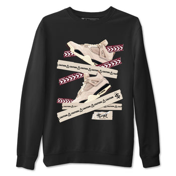 4s A Ma Maniere x Fossil Stone shirts to match jordans Caution Tape sneaker match tees Air Jordan 4 A Ma Maniere x Fossil Stone match shoes to clothes SNRT Sneaker Tees unisex cotton Black 2 shirts