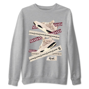 4s A Ma Maniere x Fossil Stone shirts to match jordans Caution Tape sneaker match tees Air Jordan 4 A Ma Maniere x Fossil Stone match shoes to clothes SNRT Sneaker Tees unisex cotton Heather Grey 2 shirts