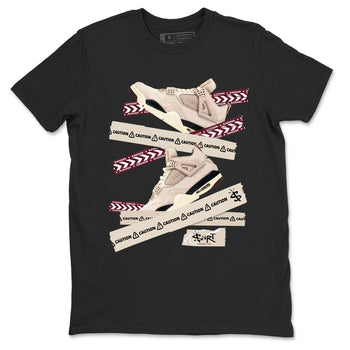 4s A Ma Maniere x Fossil Stone shirts to match jordans Caution Tape sneaker match tees Air Jordan 4 A Ma Maniere x Fossil Stone match shoes to clothes SNRT Sneaker Tees unisex cotton Black 2 shirts