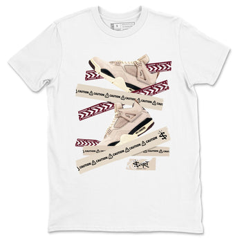 4s A Ma Maniere x Fossil Stone shirts to match jordans Caution Tape sneaker match tees Air Jordan 4 A Ma Maniere x Fossil Stone match shoes to clothes SNRT Sneaker Tees unisex cotton White 2 shirts