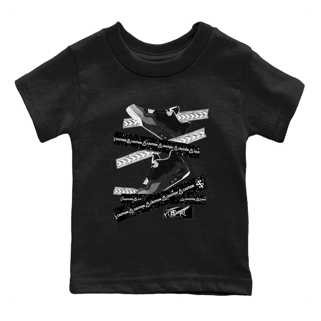 4s Fear shirts to match jordans Caution Tape sneaker match tees Air Jordan 4 Retro Fear match shoes to clothes SNRT Sneaker Tees Youth Baby Black 2 tee