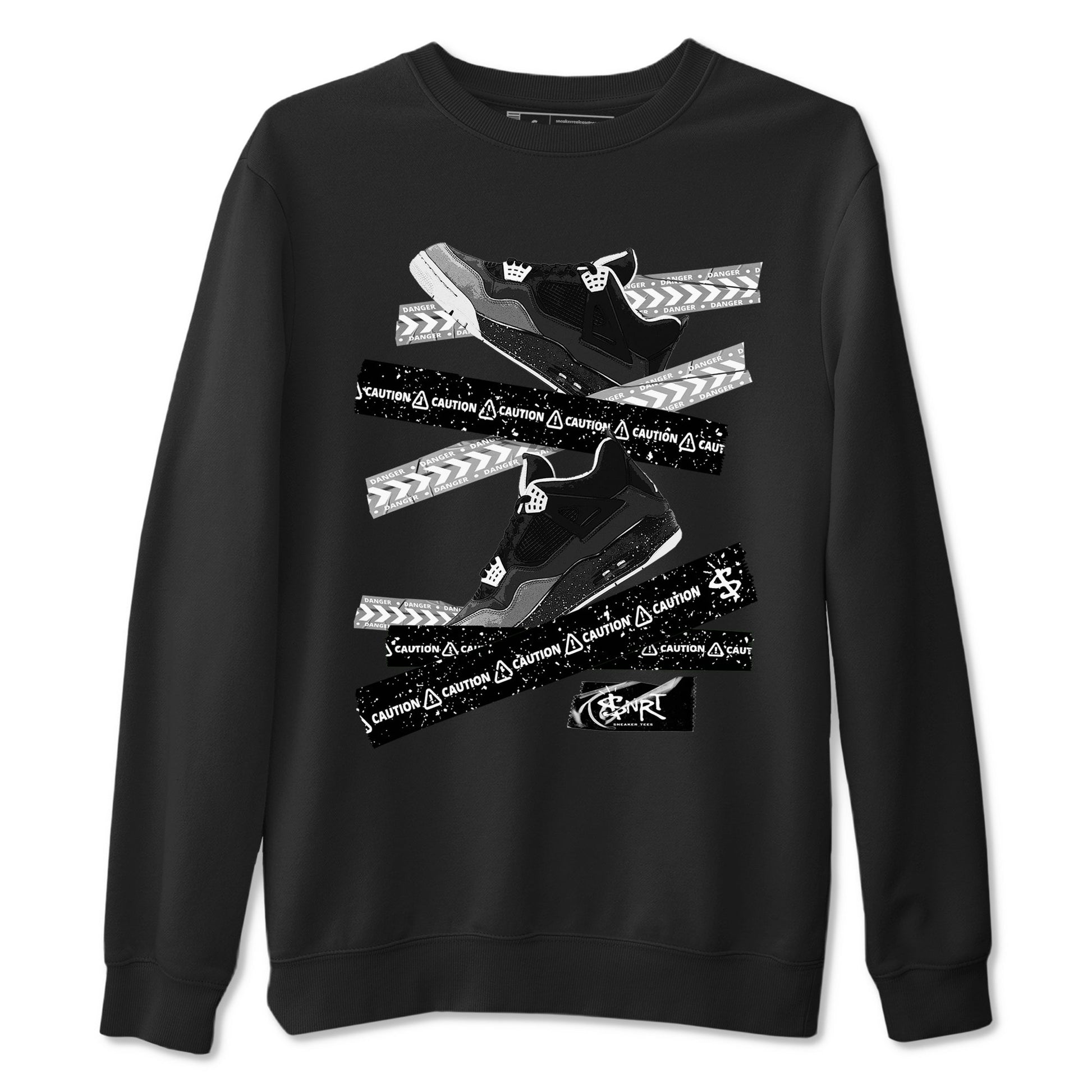 4s Fear shirts to match jordans Caution Tape sneaker match tees Air Jordan 4 Retro Fear match shoes to clothes SNRT Sneaker Tees unisex cotton Black 2 shirts