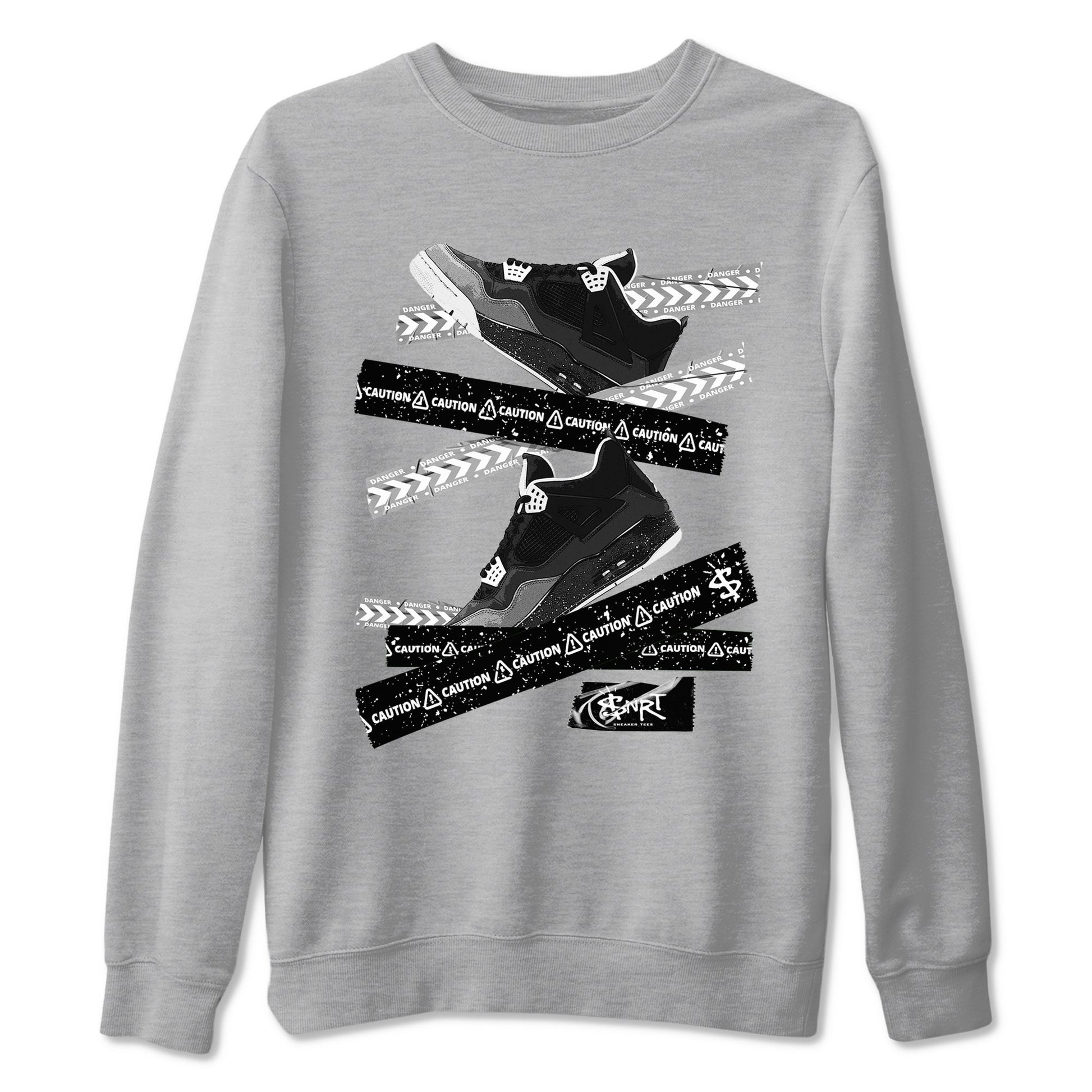 4s Fear shirts to match jordans Caution Tape sneaker match tees Air Jordan 4 Retro Fear match shoes to clothes SNRT Sneaker Tees unisex cotton Heather Grey 2 shirts