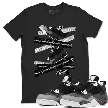 4s Fear shirts to match jordans Caution Tape sneaker match tees Air Jordan 4 Retro Fear match shoes to clothes SNRT Sneaker Tees unisex cotton Black 1 shirts
