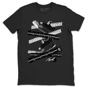 4s Fear shirts to match jordans Caution Tape sneaker match tees Air Jordan 4 Retro Fear match shoes to clothes SNRT Sneaker Tees unisex cotton Black 2 shirts