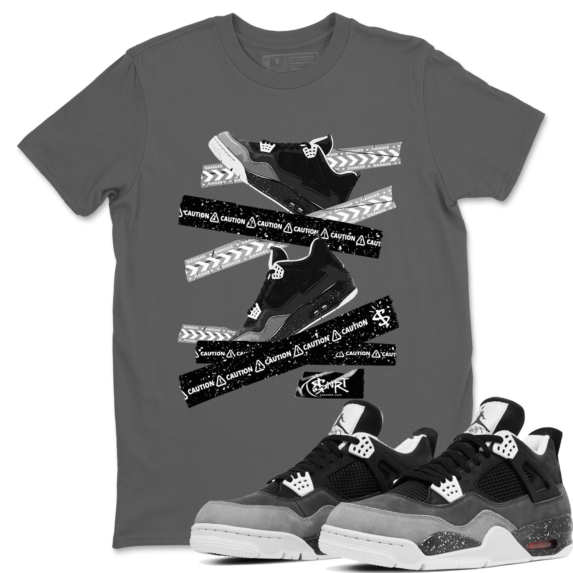 4s Fear shirts to match jordans Caution Tape sneaker match tees Air Jordan 4 Retro Fear match shoes to clothes SNRT Sneaker Tees unisex cotton Cool Grey 1 shirts
