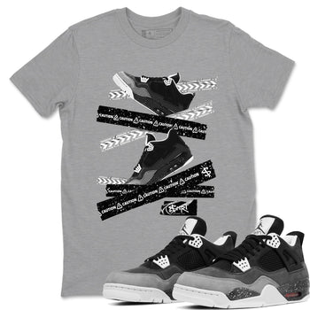4s Fear shirts to match jordans Caution Tape sneaker match tees Air Jordan 4 Retro Fear match shoes to clothes SNRT Sneaker Tees unisex cotton Heather Grey 1 shirts