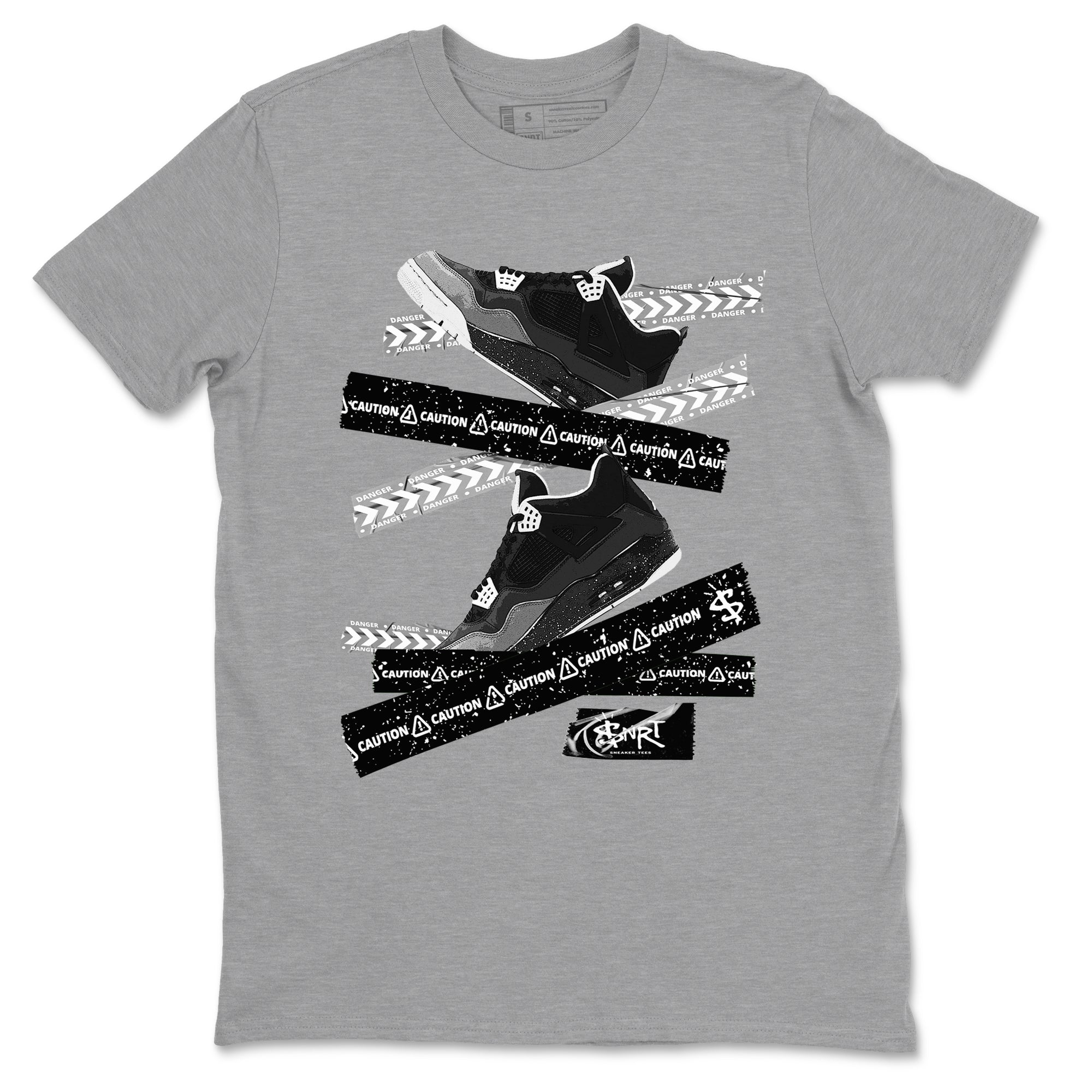 4s Fear shirts to match jordans Caution Tape sneaker match tees Air Jordan 4 Retro Fear match shoes to clothes SNRT Sneaker Tees unisex cotton Heather Grey 2 shirts