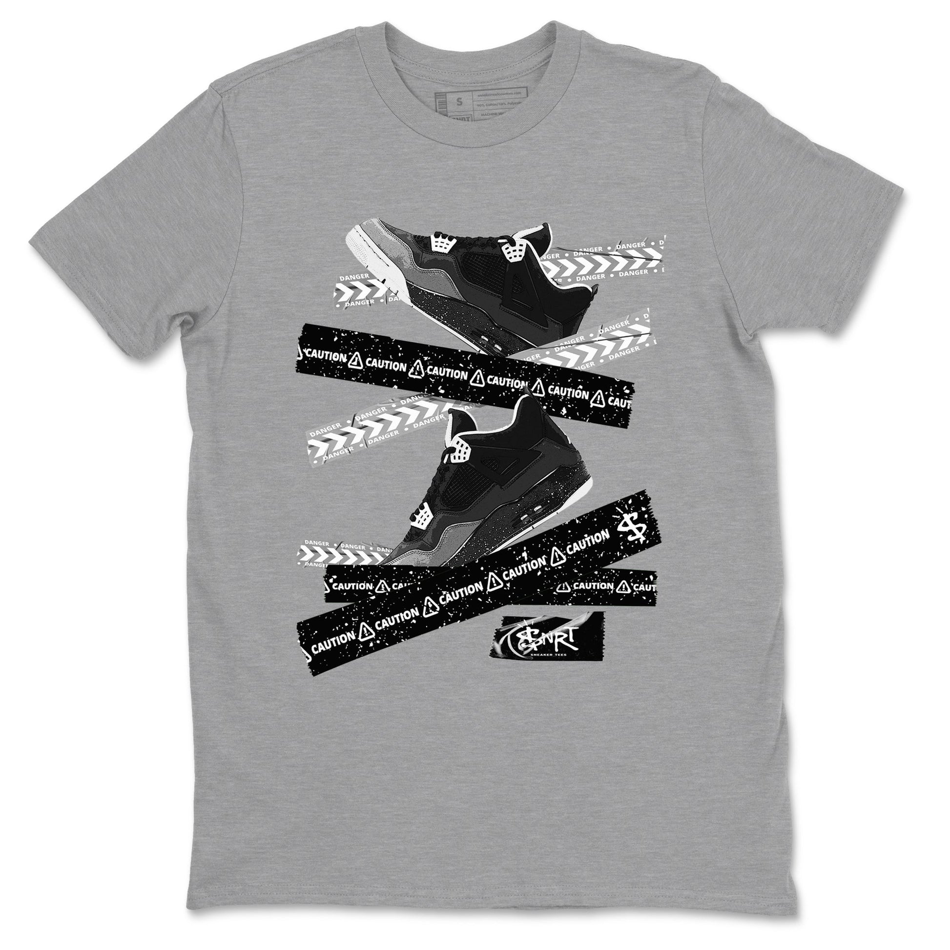 4s Fear shirts to match jordans Caution Tape sneaker match tees Air Jordan 4 Retro Fear match shoes to clothes SNRT Sneaker Tees unisex cotton Heather Grey 2 shirts