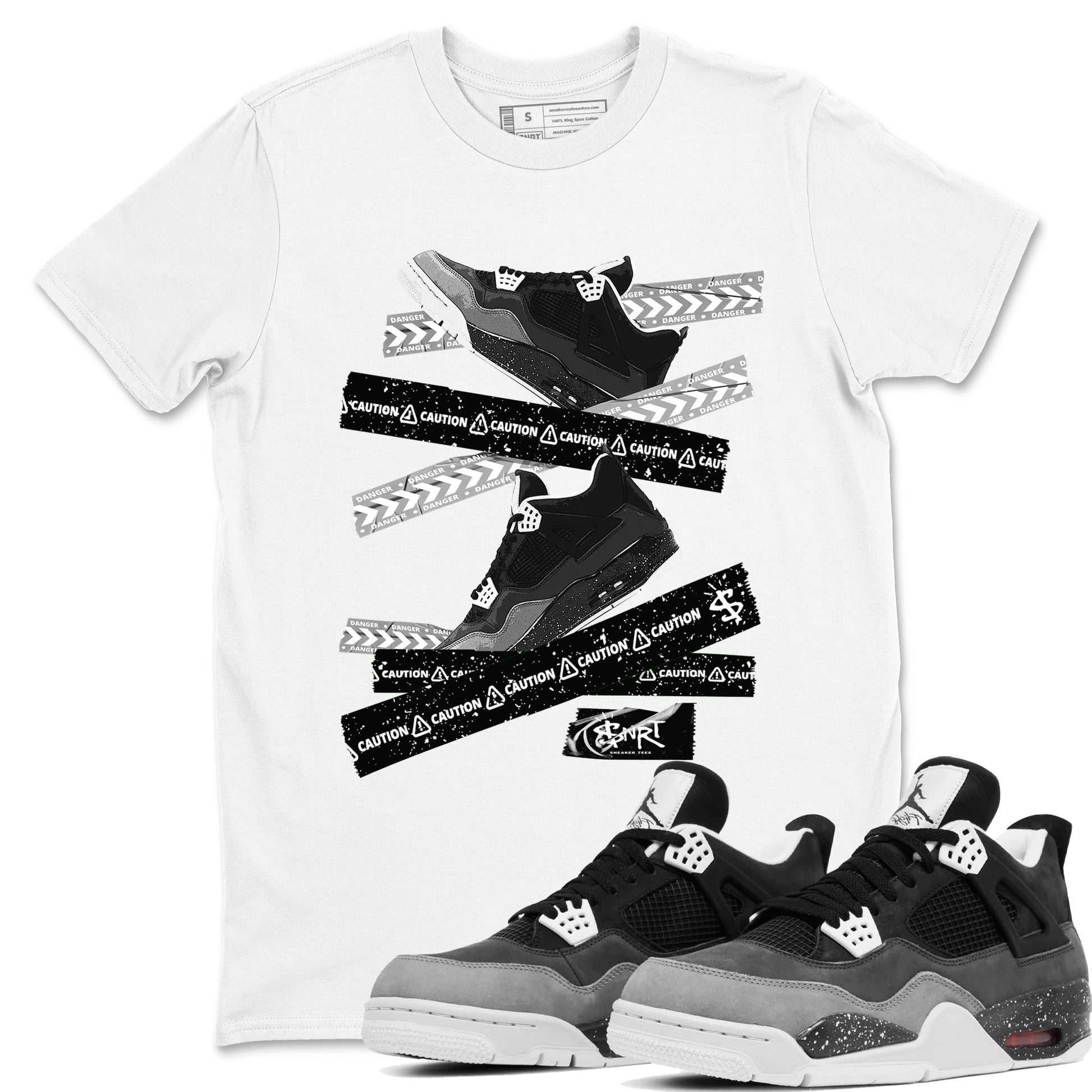 4s Fear shirts to match jordans Caution Tape sneaker match tees Air Jordan 4 Retro Fear match shoes to clothes SNRT Sneaker Tees unisex cotton White 1 shirts