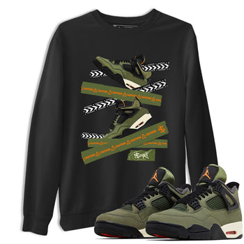 Sneaker match tees – Sneaker Tees To Match Undefeated inspired colorways Air Jordan 4 OG Olive Shoes  – Caution Tape Tee Black 1