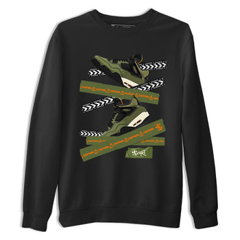 Sneaker match tees – Sneaker Tees To Match Undefeated inspired colorways Air Jordan 4 OG Olive Shoes  – Caution Tape Tee Black 2