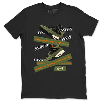 Sneaker match tees – Sneaker Tees To Match Undefeated inspired colorways Air Jordan 4 OG Olive Shoes  – Caution Tape Tee Black 2