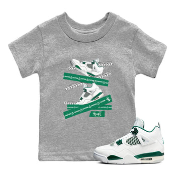 4s Oxidized Green shirts to match jordans Caution Tape sneaker match tees Air Jordan 4 Oxidized Green SNRT Sneaker Tees streetwear brand Baby and Youth Heather Grey 1 cotton tee