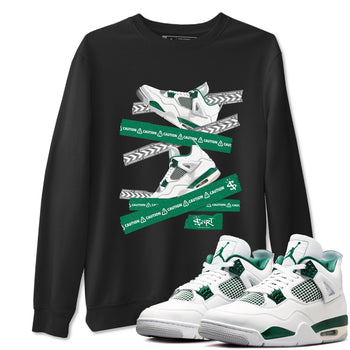 4s Oxidized Green shirts to match jordans Caution Tape sneaker match tees Air Jordan 4 Oxidized Green SNRT Sneaker Tees streetwear brand Black 1 unisex cotton tee