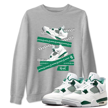 4s Oxidized Green shirts to match jordans Caution Tape sneaker match tees Air Jordan 4 Oxidized Green SNRT Sneaker Tees streetwear brand Heather Grey 1 unisex cotton tee