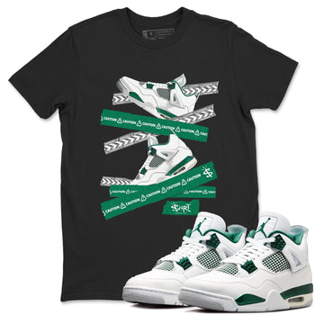 4s Oxidized Green shirts to match jordans Caution Tape sneaker match tees Air Jordan 4 Oxidized Green SNRT Sneaker Tees streetwear brand Black 1 unisex cotton tee