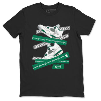 4s Oxidized Green shirts to match jordans Caution Tape sneaker match tees Air Jordan 4 Oxidized Green SNRT Sneaker Tees streetwear brand Black 2 unisex cotton tee