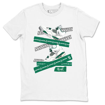 4s Oxidized Green shirts to match jordans Caution Tape sneaker match tees Air Jordan 4 Oxidized Green SNRT Sneaker Tees streetwear brand White 2 unisex cotton tee