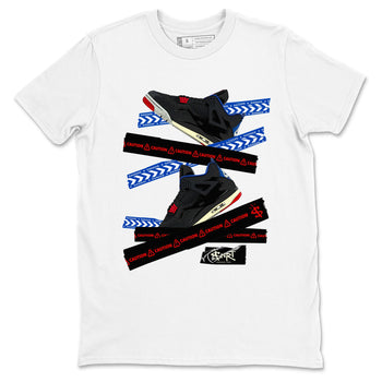 Caution Tape sneaker match t-shirt styled to complete your fit with the Air Jordan 4 Rare Air sneakers, shown in White 2.
