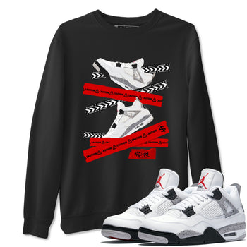 Caution Tape sneaker match t-shirt styled to complete your fit with the Air Jordan 4 White Cement sneakers, shown in Black 1.
